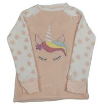 Růžovo-bílá plyšová mikina s jednorožcem Kiki&Koko