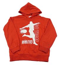 Červená mikina s fotbalistou a kapucí H&M