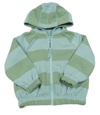 Světlemodro-zelená pruhovaná propínací mikina s kapucí Dunnes Stores