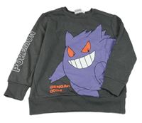 Antracitová mikina s pokémonem a nápisy 