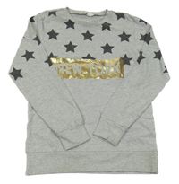 Šedá mikina s nápisem a hvězdami H&M