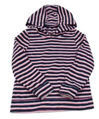 Tmavomodro-bílo-neonově růžová pruhovaná fleecová mikina s kapucí George