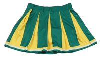 Zeleno-žlutá skládaná sportovní sukně s všitými kraťasy 
