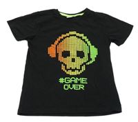 Černé tričko s lebkou Y.F.K.