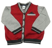 Červeno-šedý propínací svetr C&A