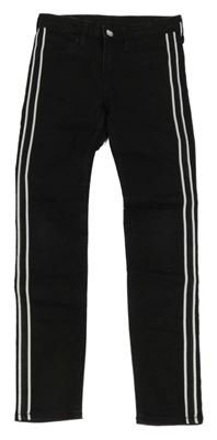 Černo-bílé skinny rifle s pruhy Denim Co.