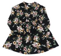 Černo-bílo-růžovo-barevné květované šaty Shein