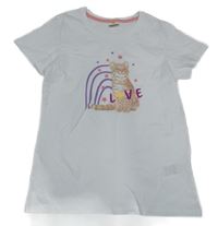 Bílé tričko s kočičkou 