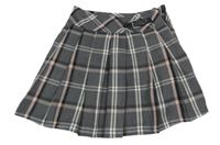 Šedo-bílo-růžová kostkovaná skládaná sukně C&A