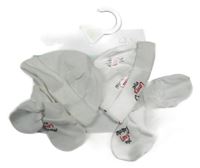 Nové - 4set - 2x čepice - bílá + bílá s nápisy - 2x rukavice - bílé + bílé s nápisy Nutmeg
