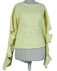 Dámská žlutá crop mikina s průstřihy a korálky na rukávech River Island