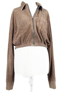 Dámská hnědá sametová crop oversized propínací mikina Marvyn´s 
