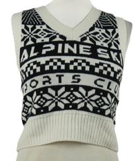 Dámská smetanovo-černá vzorovaná svetrová crop vesta H&M