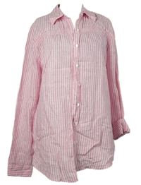 Dámská růžová proužkovaná lněná halenka Land´s End