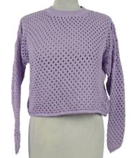 Dámský lila ažurový crop svetr C&A