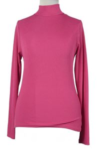 Dámské tmavorůžové žebrované triko s rolákem 