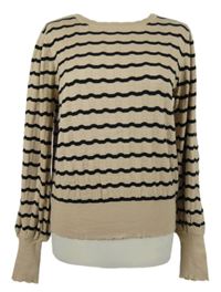 Dámský béžovo-černý pruhovaný svetr Et Vous 