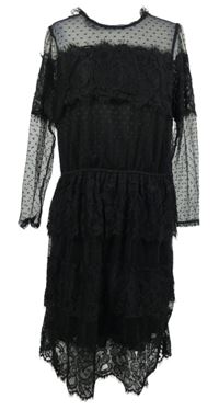 Dámské černé tylovo/krajkové šaty s puntíky Capsule 