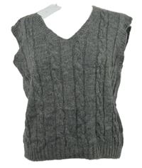 Nové - Dámská šedá vzorovaná svetrová vlněná vesta Luisa Ricci