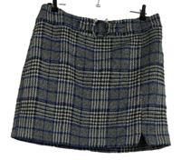 Dámská černo-modro-bílá kostkovaná vlněná sukně zn Asos 