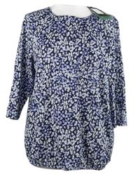 Nové - Dámská tmavomodro-bílá kytičkovaná balonová halenka Olsen 