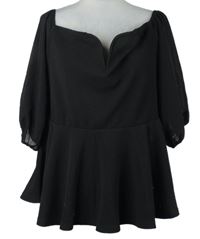 Dámská černá peplum halenka s šifonovými rukávy Shein 