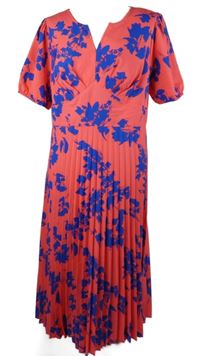 Dámské růžovo-modré květované plisované midi šaty Shein 