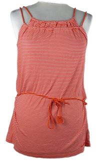 Dámský červeno-bílý pruhovaný top s provázkem v pase 