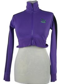 Dámská fialovo-černá sportovní propínací crop mikina Puma 