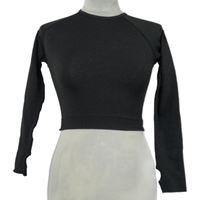 Dámské tmavošedé elastické sportovní crop triko 