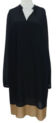 Dámské černo-béžové plisované šifonové šaty Liu-jo 