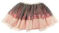 Šedo-růžová tylová sukně s puntíky a pírky zn. H&M