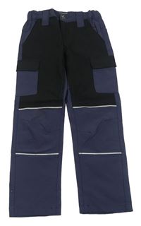 Černo-tmavomodré šusťákové cargo kalhoty Craft
