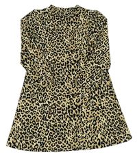 Béžovo-černé šaty s leopardím vzorem Matalan