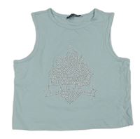 Světlemodrý crop top s kamínky PRIMARK