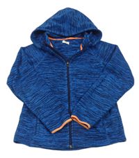 Modrá melírovaná fleecová propínací mikina s kapucí zn. H&M
