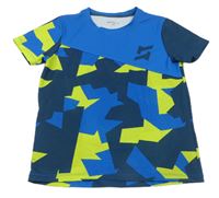 Modro-tmavomodro-žluté sportovní tričko 