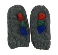 Šedé pletené rukavice s barevnými ostny 