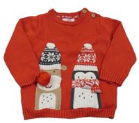 Červený svetr s obrázkem F&F