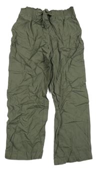 Khaki lehké kalhoty s páskem C&A