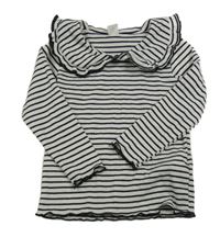 Bílo-černé pruhované triko s límcem Shein