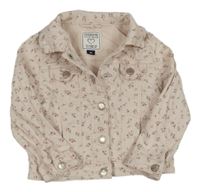 Světlerůžová květinová riflová bunda C&A