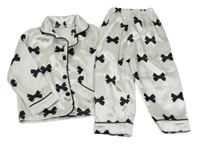 Bílé saténové pyžamo s mašlemi Shein