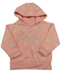 Světlerůžová puntíkatá mikina s nápisem a kapucí Topolino