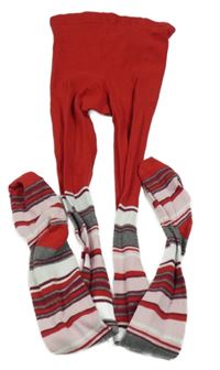 Červeno-pruhované punčocháče Charles Vögele