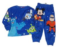 2 set - tmavomodré sametové tepláky s Mickey Mousem a Superhrdinou Disney