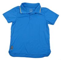Modré sportovní polo tričko s proužky na límečku Decathlon