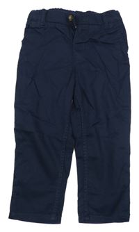 Tmavomodré plátěné kalhoty H&M