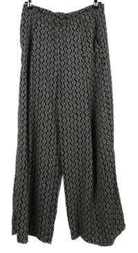 Dámské černé volné kalhoty se vzorem H&M