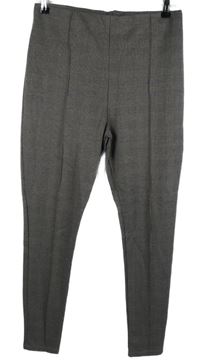 Dámské béžovo-modré kostkované legíny s puky Tu